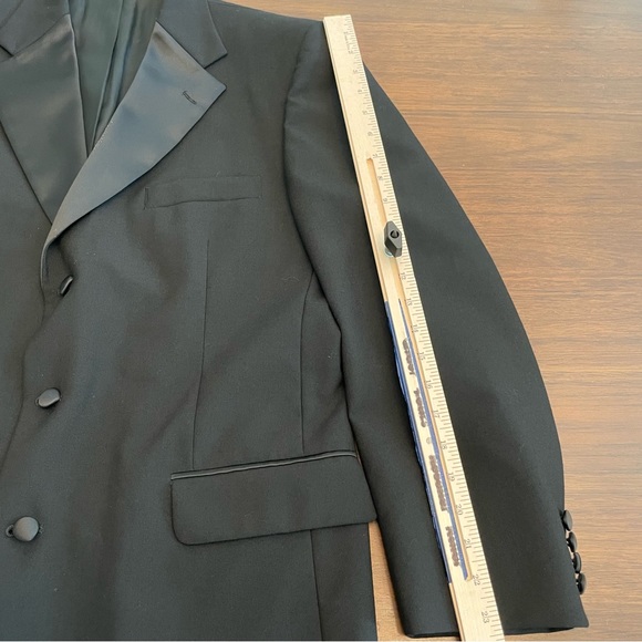 Stafford Men Black Tuxedo Tux Jacket Satin Notched Lapels 3-Button Wool 41R - Picture 5 of 9